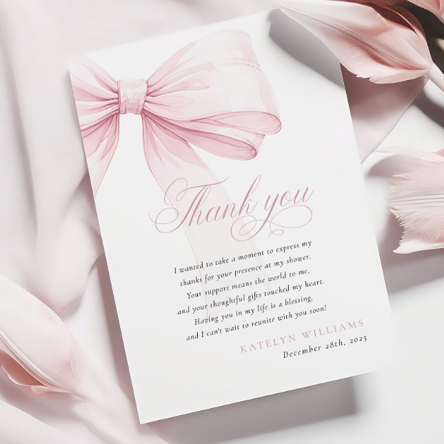 Cartão De Agradecimento Chá de fraldas de Arco Rosa Girly (Criador carregado)