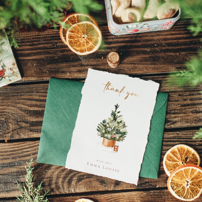 Cartão De Agradecimento Chá de fraldas de Árvore de Natal (Criador carregado)