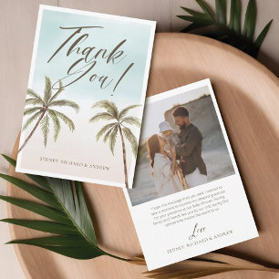 Cartão De Agradecimento Chá de fraldas De Árvore De Palma De Aquarela Obri