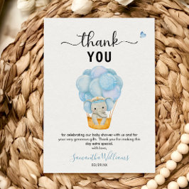 Cartão De Agradecimento Chá de fraldas de balão de ar quente de elefante a