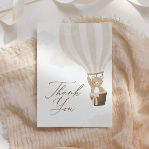 Cartão De Agradecimento Chá de fraldas de balão de ar quente de ursinho ne
