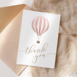 Cartão De Agradecimento Chá de fraldas de balão de ar quente rosa<br><div class="desc">Diga um obrigado especial aos seus convidados chás de fraldas com estas cartas,  com um balão de ar quente a aquarela e tipografia de ouro.</div>