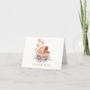 Cartão De Agradecimento Chá de fraldas de Balão de Boho Greenery Mínimo