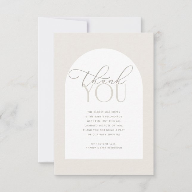 Cartão De Agradecimento Chá de fraldas de bebê neutro creme (Frente)