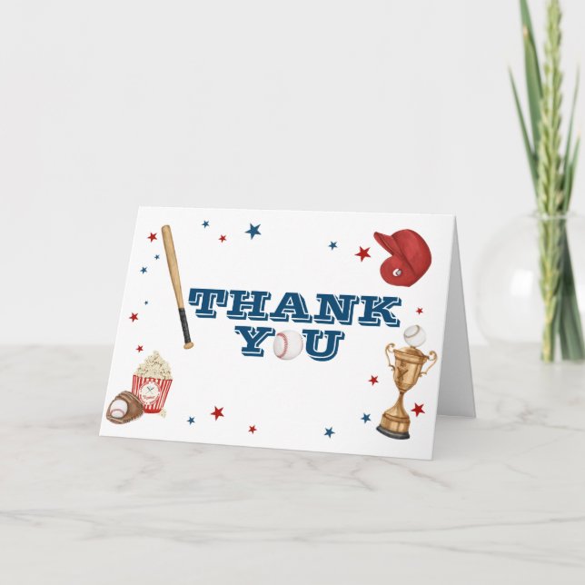 Cartão De Agradecimento Chá de fraldas de beisebol (Frente)
