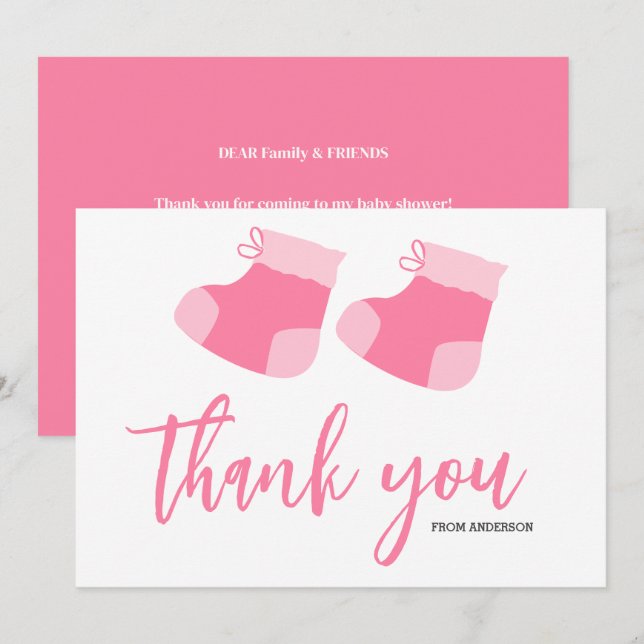 Cartão De Agradecimento Chá de fraldas de Boinas de Bebezinha Azul (Frente/Verso)