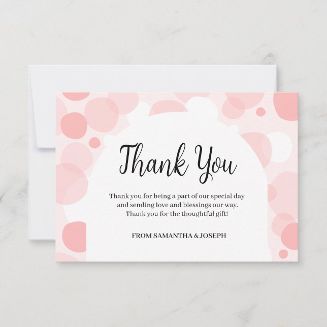 Cartão De Agradecimento Chá de fraldas de Bolinhas de Arco Rosa (Frente)