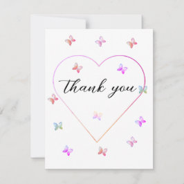 Cartão De Agradecimento Chá de fraldas de borboleta cor-de-rosa
