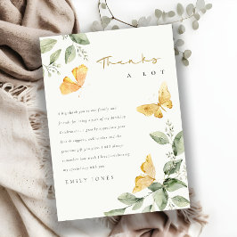 Cartão De Agradecimento Chá de fraldas de Borboletas de Folhagem do Jardim
