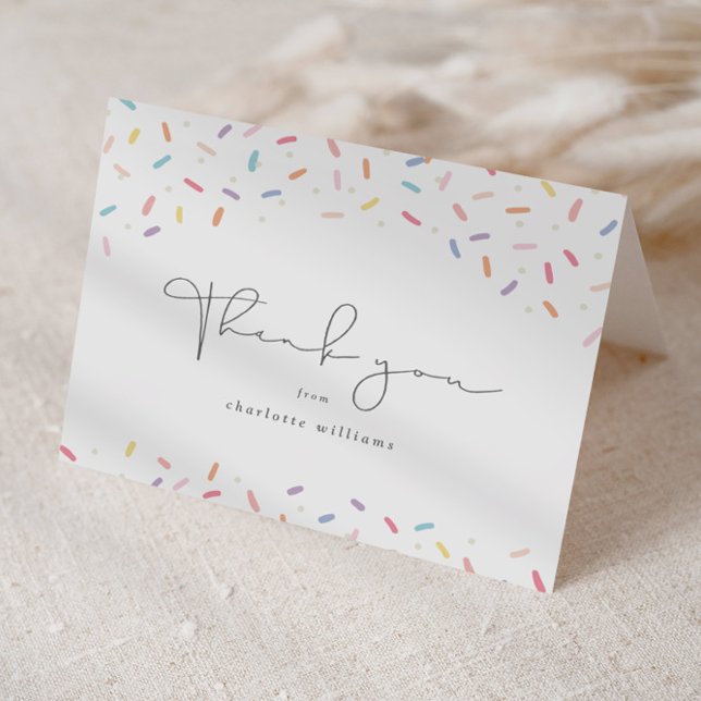 Cartão De Agradecimento Chá de fraldas de borrifa cotovelada (Cute rainbow sprinkle baby shower thank you cards.)