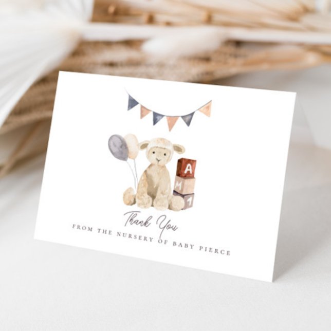 Cartão De Agradecimento Chá de fraldas de Brinquedo de Lamb Aquecedor (Criador carregado)