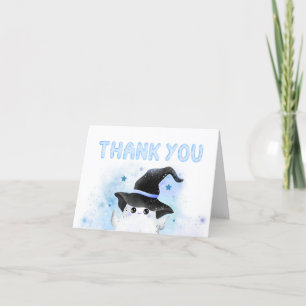Cartão De Agradecimento Chá de fraldas de Bruxa Fantasma Blue Little Boo