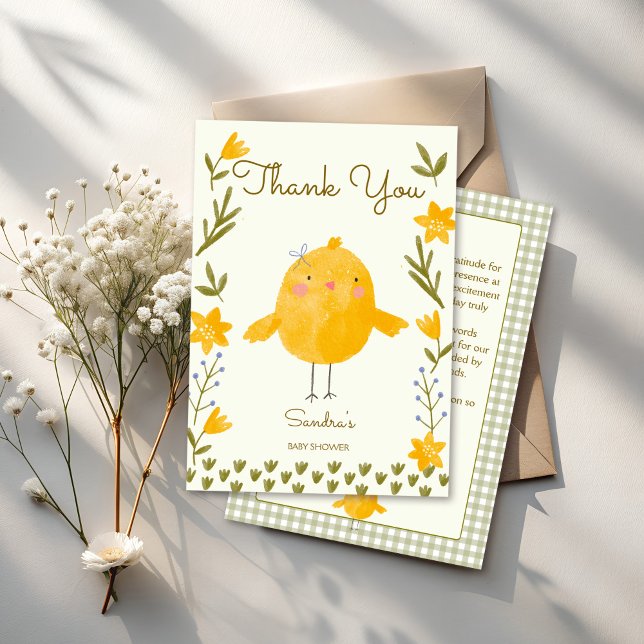 Cartão De Agradecimento Chá de fraldas de caça (Chicken farm animals whimsical spring baby shower thank you cards)
