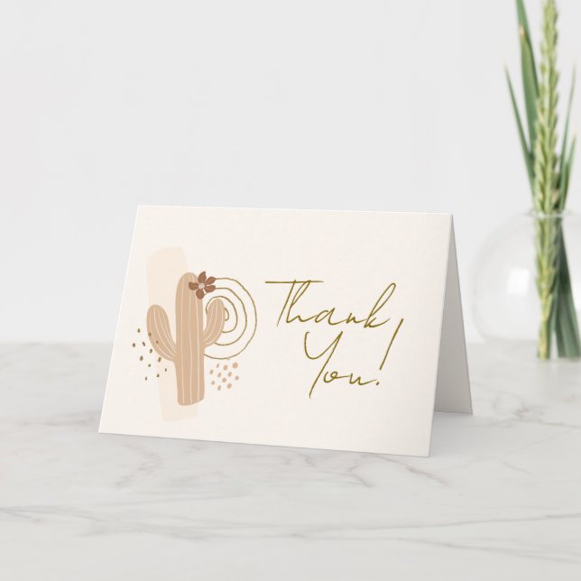 Cartão De Agradecimento Chá de fraldas de Cactus do Deserto de Boho Minima (Frente)