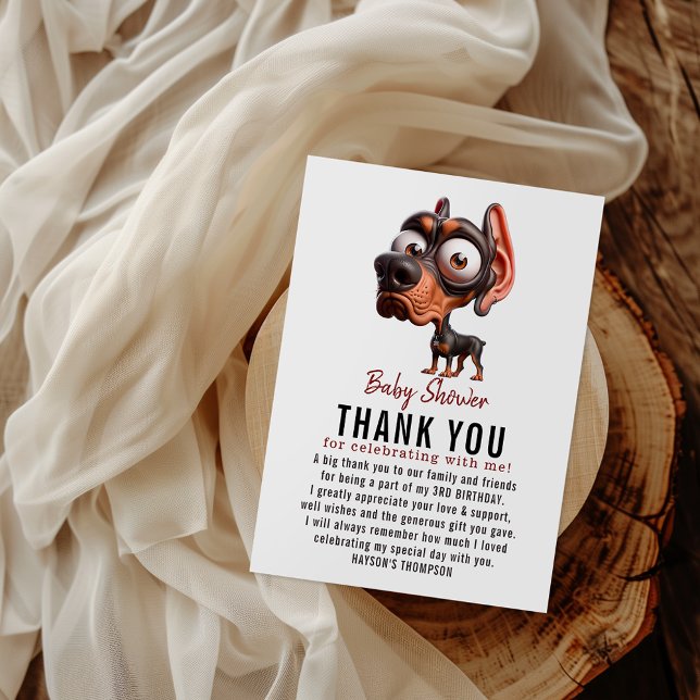 Cartão De Agradecimento Chá de fraldas de Caricaturas Cachorros (Criador carregado)