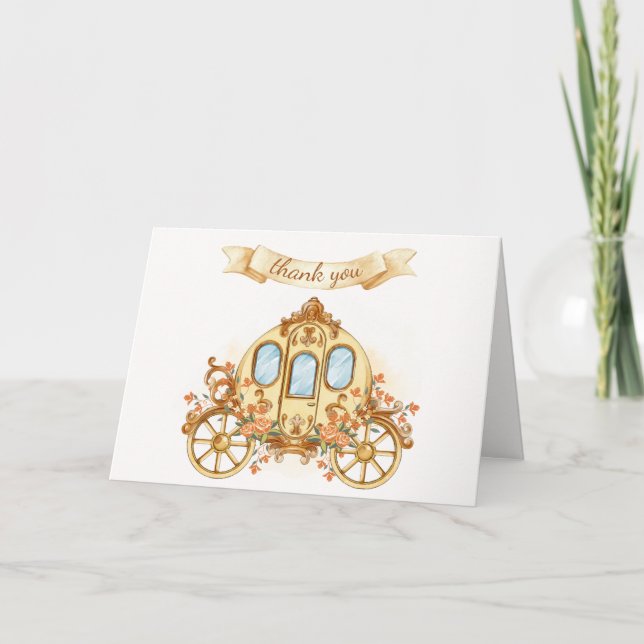 Cartão De Agradecimento Chá de fraldas de Carruagem Príncipe da Flor Doura (Frente)
