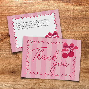 Cartão De Agradecimento Chá de fraldas De Cereja Com Brisas Rosa