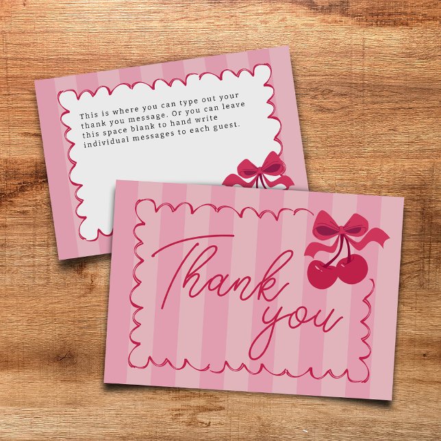 Cartão De Agradecimento Chá de fraldas De Cereja Com Brisas Rosa (Criador carregado)