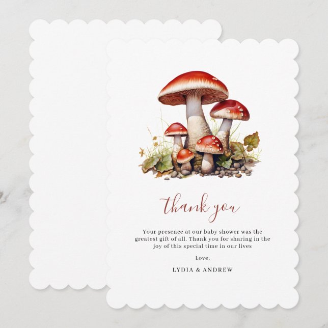 Cartão De Agradecimento Chá de fraldas De Cogumelo Convidado, Queda Neutro (Frente/Verso)