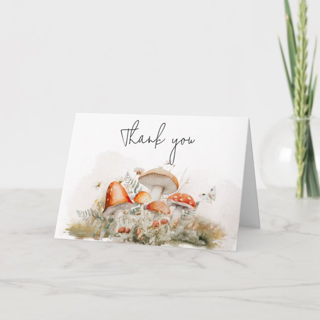 Cartão De Agradecimento Chá de fraldas de Cogumelo Florestal Encantado (Frente)