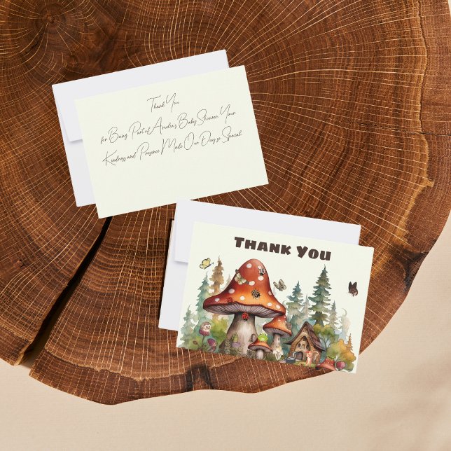 Cartão De Agradecimento Chá de fraldas de Cogumelos da Floresta Russa (mushroom baby shower fall autumn theme)