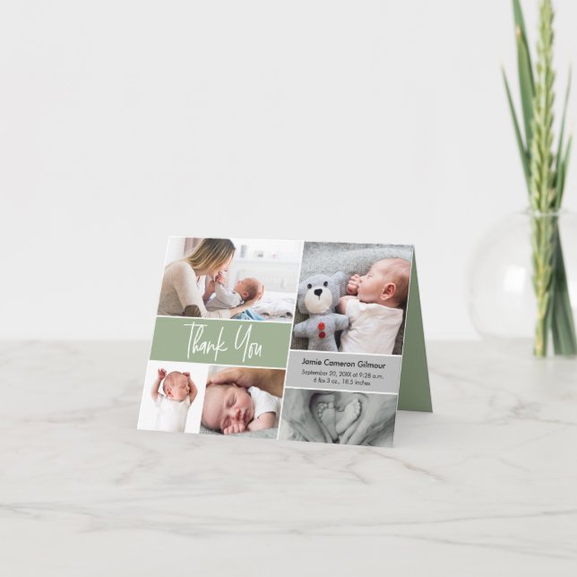 Cartão De Agradecimento Chá de fraldas de Colagem de Fotografias de Handle (Frente)