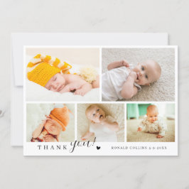 Cartão De Agradecimento Chá de fraldas de Colagem de Fotografias Elegante 