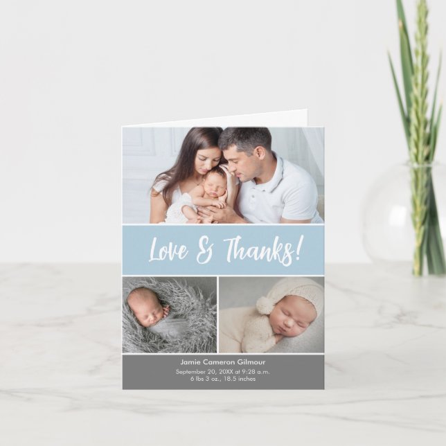 Cartão De Agradecimento Chá de fraldas de Colagem de Fotos de Obrigados e  (Frente)