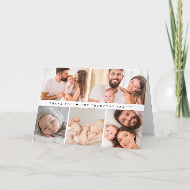 Cartão De Agradecimento Chá de fraldas de Colagem de Fotos Personalizada M (Frente)