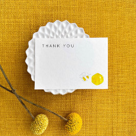 Cartão De Agradecimento Chá de fraldas de Colmeia de Abelha Amarelo