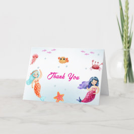 Cartão De Agradecimento Chá de fraldas de Coral do Oceano Sérmico da Princ