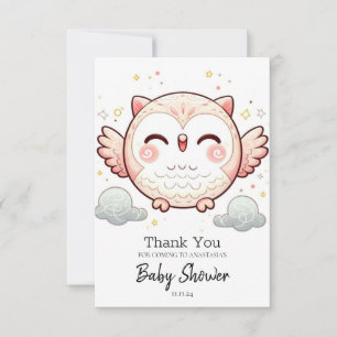 Cartão De Agradecimento Chá de fraldas de Coruja Moderna Elegante
