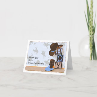 Cartão De Agradecimento Chá de fraldas De Cowboy Ocidental Obrigado