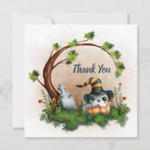 Cartão De Agradecimento Chá de fraldas de Dia das Bruxas de Cachorro Franc