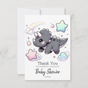 Cartão De Agradecimento Chá de fraldas de Dinossauro Moderno e Bonito