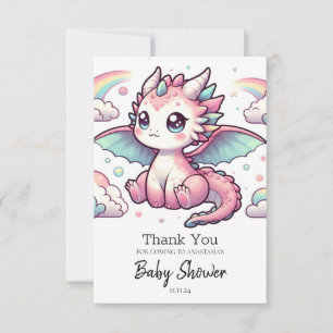 Cartão De Agradecimento Chá de fraldas de Dragão Fairytale Whimsical