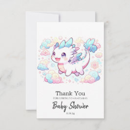 Cartão De Agradecimento Chá de fraldas de dragão majestoso do Pastel