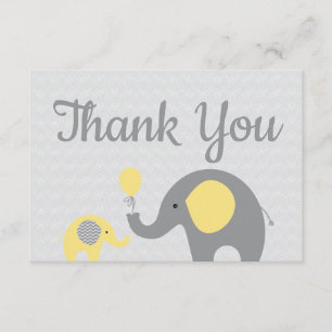 Cartão De Agradecimento Chá de fraldas De Elefante Amarelo Obrigado Placa