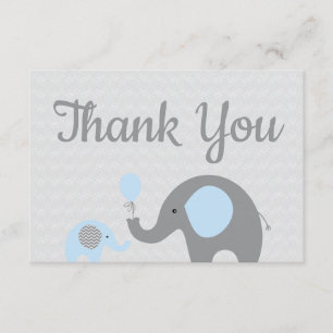 Cartão De Agradecimento Chá de fraldas De Elefante Azul Obrigado Placas F
