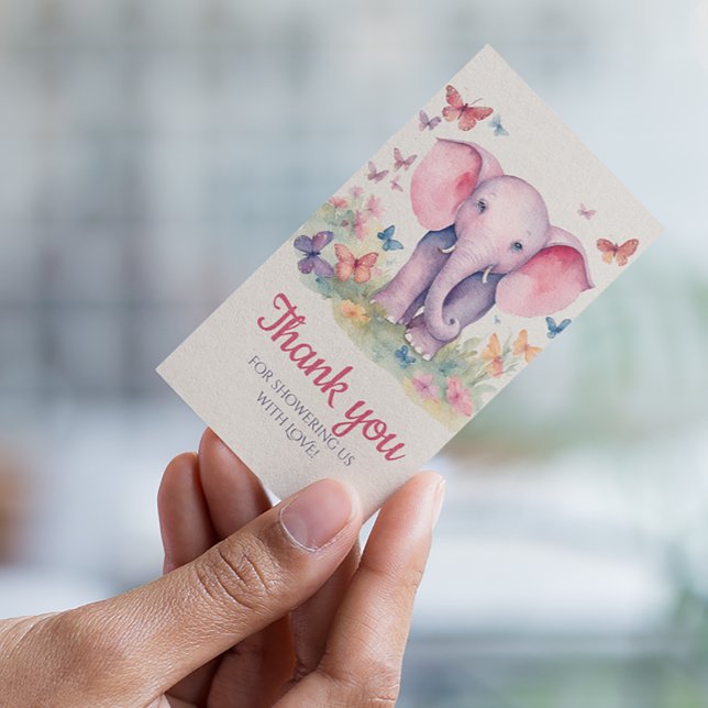 Cartão De Agradecimento Chá de fraldas de elefante bebê Obrigado (Criador carregado)