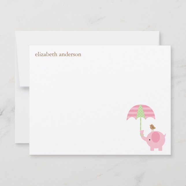 Cartão De Agradecimento Chá de fraldas De Elefante Bonito Flagrante Obriga (Frente)