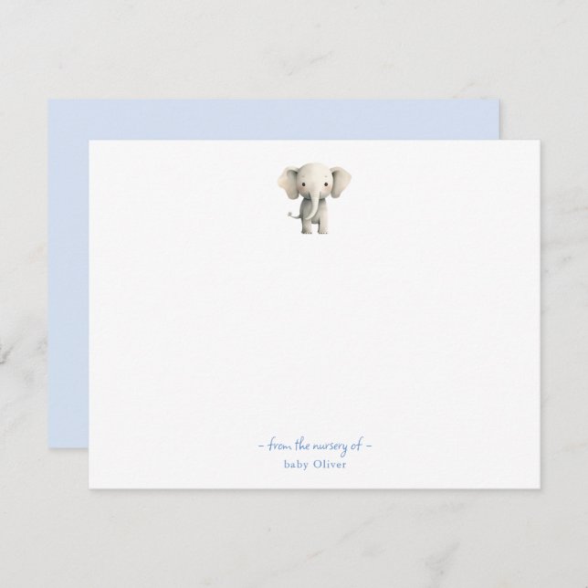 Cartão De Agradecimento Chá de fraldas de Elefante Bonito Obrigado (Frente/Verso)