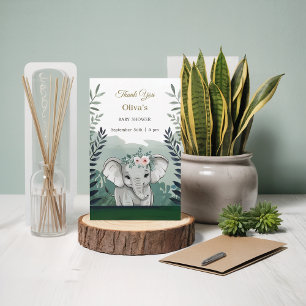 Cartão De Agradecimento Chá de fraldas de Elefante Safari Wild One