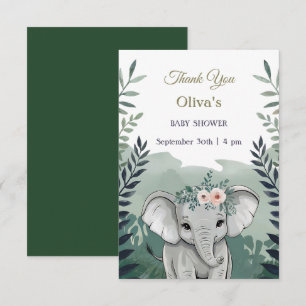 Cartão De Agradecimento Chá de fraldas de Elefante Safari Wild One