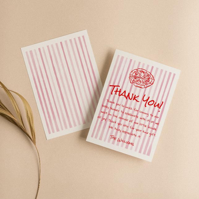 Cartão De Agradecimento Chá de fraldas de Entrega Especial de Pizza Vermel (Criador carregado)