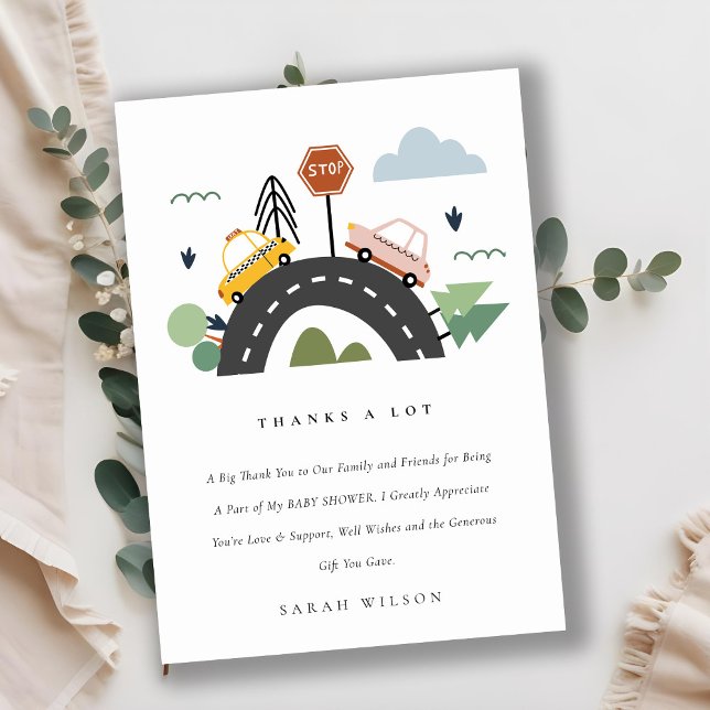 Cartão De Agradecimento Chá de fraldas de Estradas de Veículos Urbanos de  (Criador carregado)