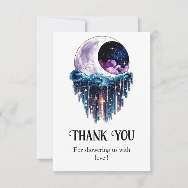 Cartão De Agradecimento Chá de fraldas de Estrelas Encantadas (Frente)