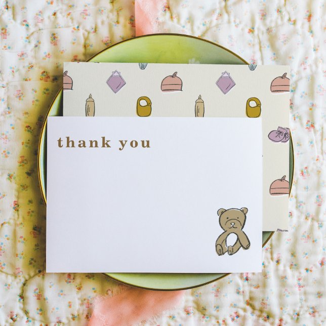 Cartão De Agradecimento Chá de fraldas de Exibição de Ilustrações Recentes (Newborn Illustrations Display Baby Shower Thank You Note Cards)