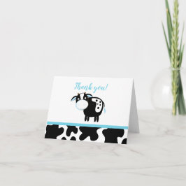 Cartão De Agradecimento Chá de fraldas de Fazenda Blue Dairy Cow Boy