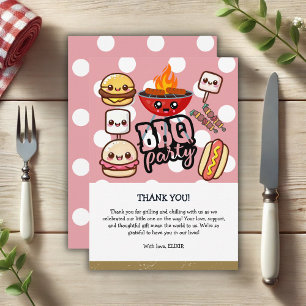 Cartão De Agradecimento Chá de fraldas de Festas de CHURRASCO Kawaii Cute